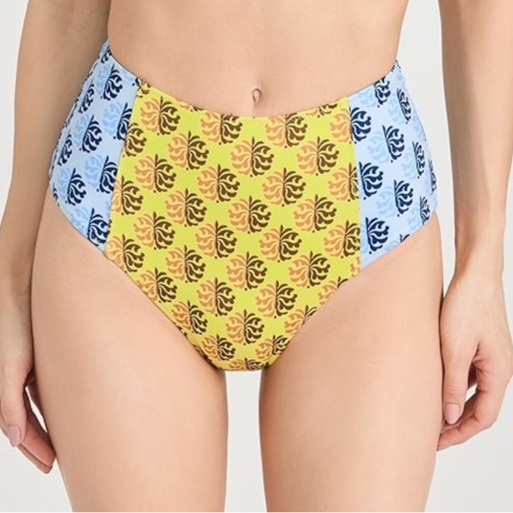 Rhode Navya High Waist Bikini Bottoms Yellow Blue size small - Picture 7 of 7